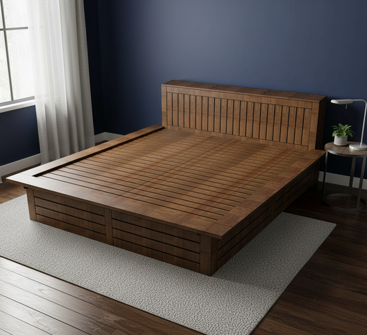 Amariss King Platform Cot With Headboard Storage