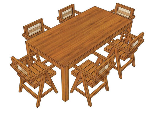 Cane Haven 6-Seater Dining Set