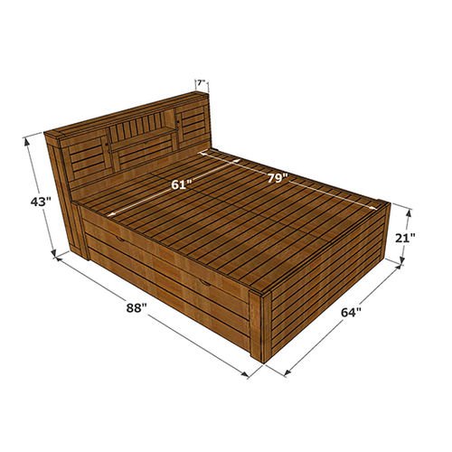 Arobelle Queen Cot With Headboard Storage, 2 Drawers And Posters