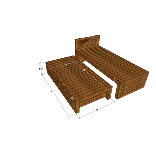 Reina Single Cot With Trundle And Storage - ubyld