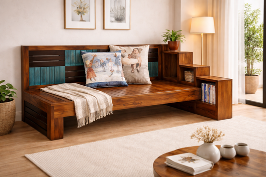 Ardal -A Designer Diwan With Storage Shelves