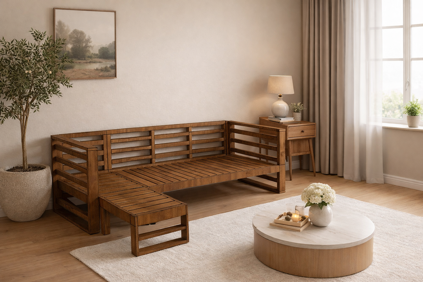 Elara Bed / L Shape Sofa