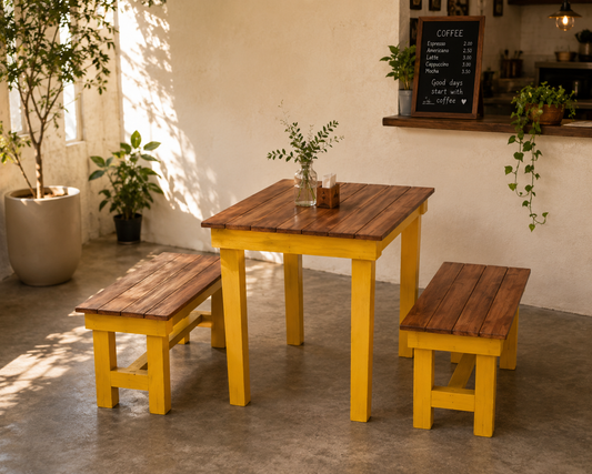 Chrome- 2 Seater Dining With Benches