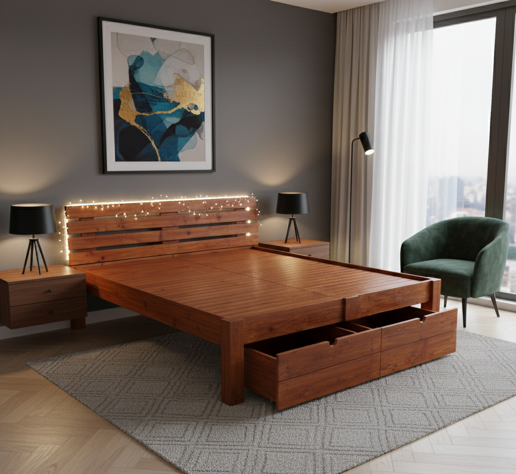 Athena Queen With Two Front Drawers