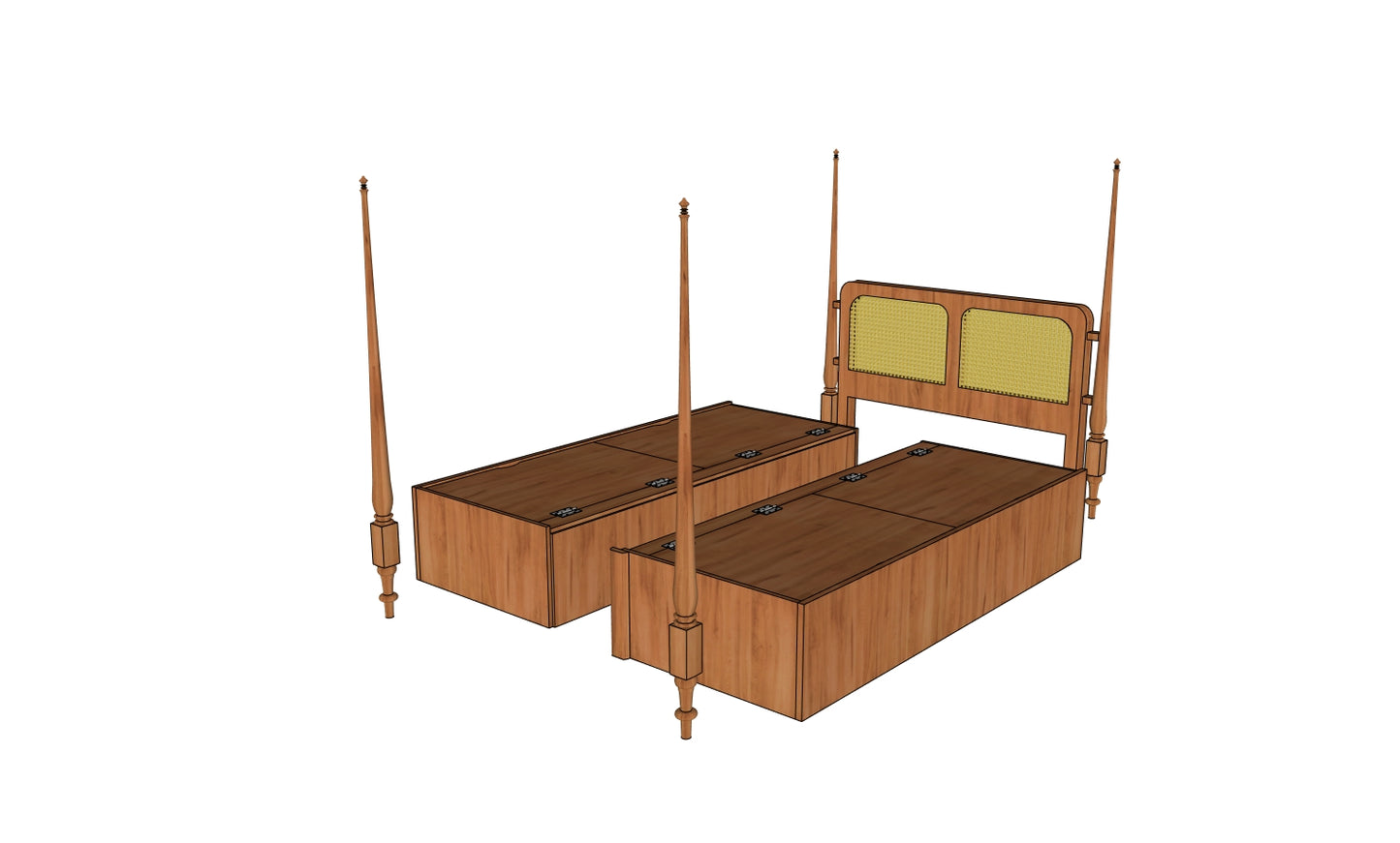 Heirloom Canopy Storage Bed-Queen