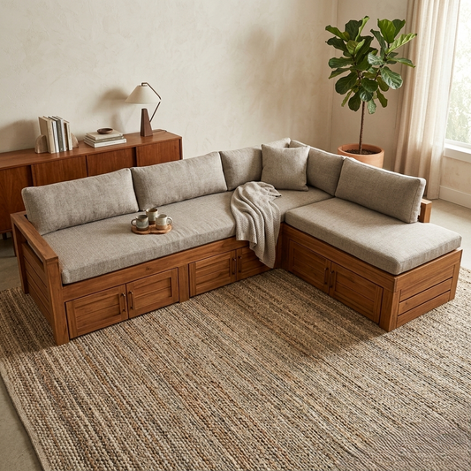 Ameya-L Shaped Sofa With Storage