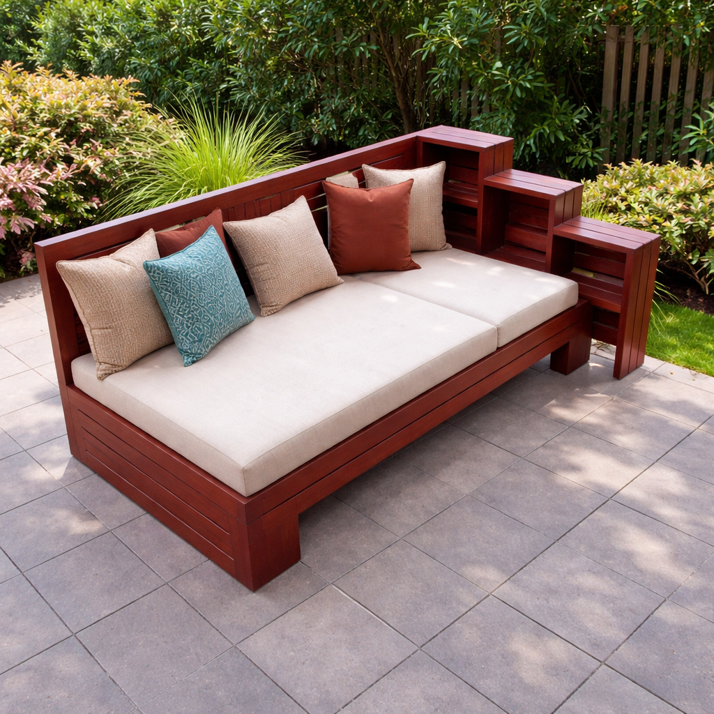 Omari-A Designer Diwan With Storage Shelves