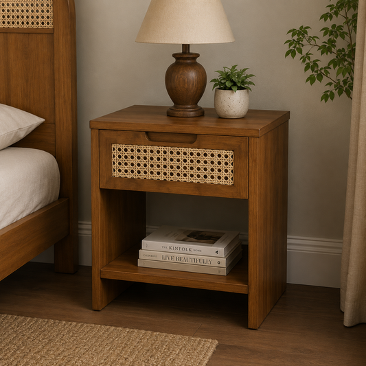 Cane Nest Bedside Table