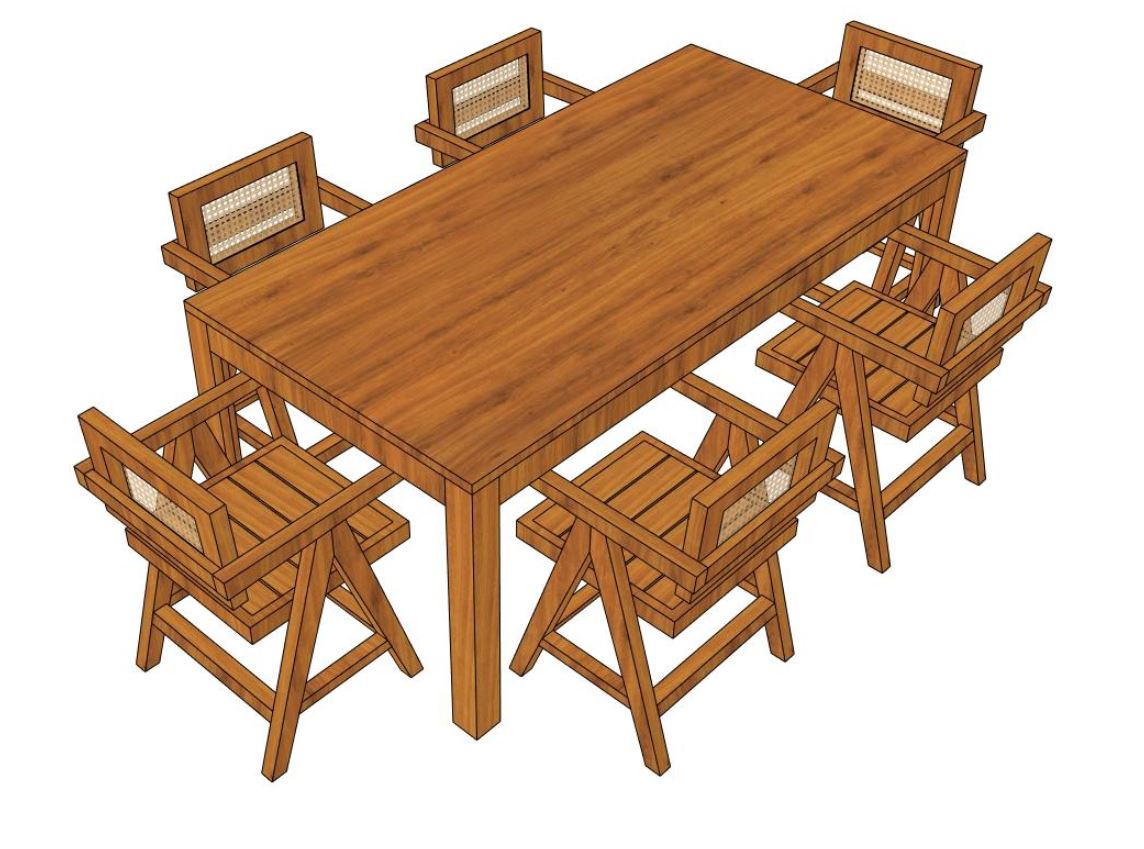 Cane Haven 6-Seater Dining Set