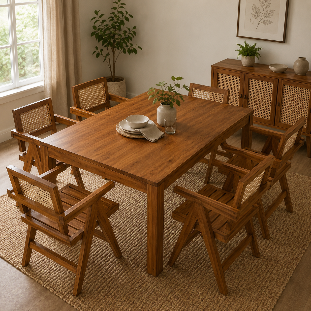 Cane Haven 6-Seater Dining Set