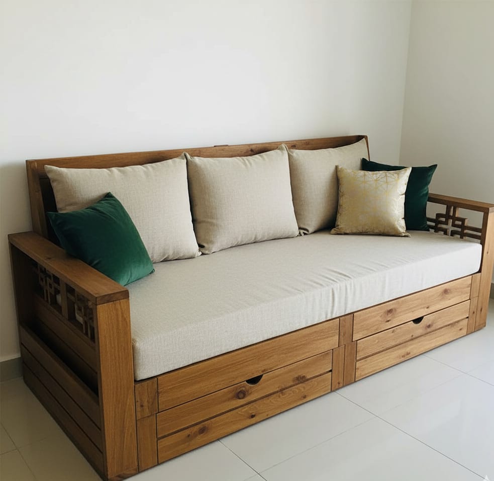 Vibhinna-Sofa Cum Bed With Drawer Storage