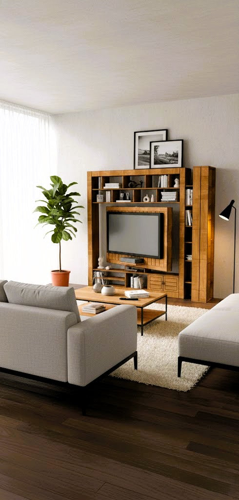 Misher-Turnable Tv Panel With Storage