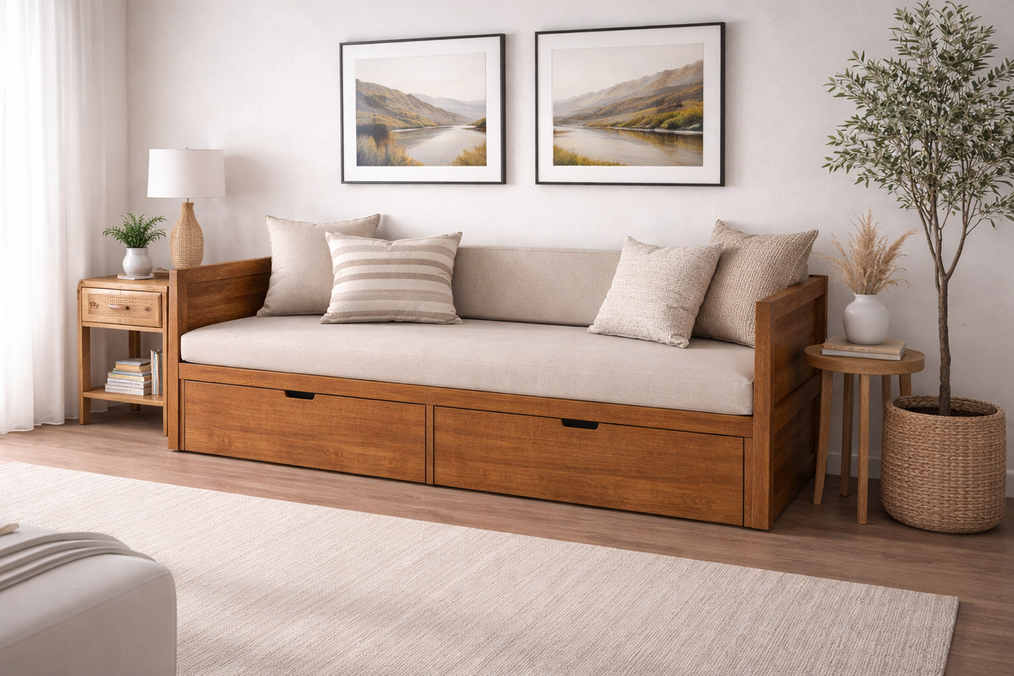 Tasmi-Low Seating Sofa With Storage