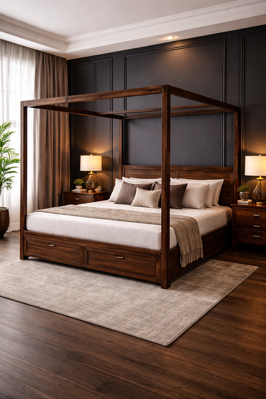 Zelmo Poster Queen Cot With 2 Front Drawers