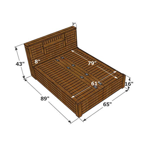 Arobelle Queen Cot With Box Storage And Headboard Storage