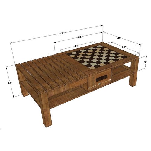 Moini-Center Table With Chess Board - ubyld